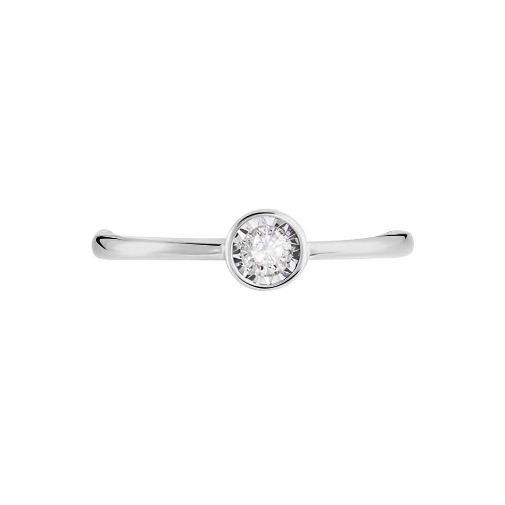 Damen Ring Weißgold 375 Diamant 0,11ct Bezel  - Verlobungsringe Damen | OROVIVO