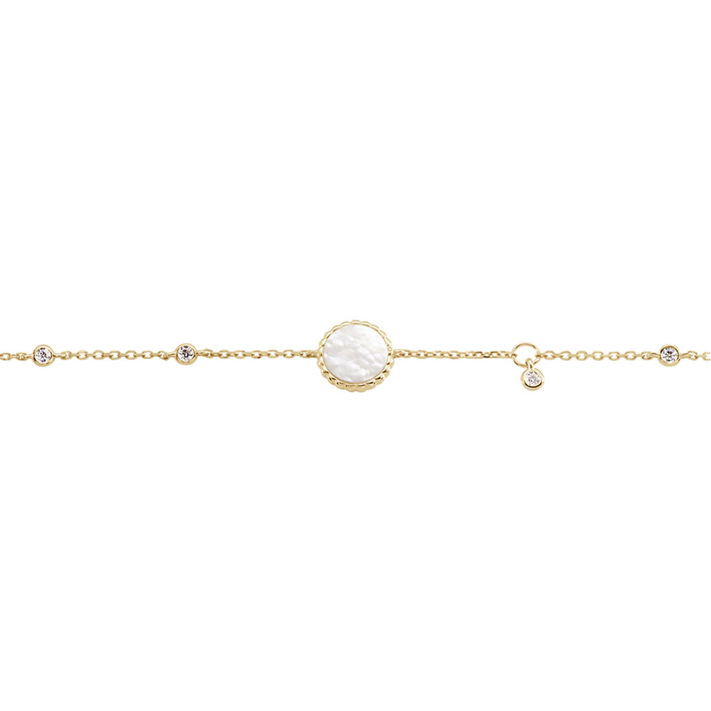 Uyen Damen Armband Gold 375 (9 Karat) Perlmutt Wei&szlig;er Perlmutt 0,8 ct Kreis