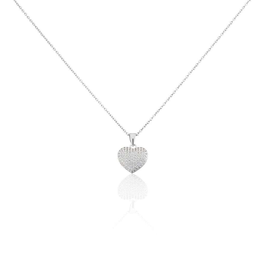 Damen Collier Silber Silber 925 Zirkonia Wei&szlig; Herz