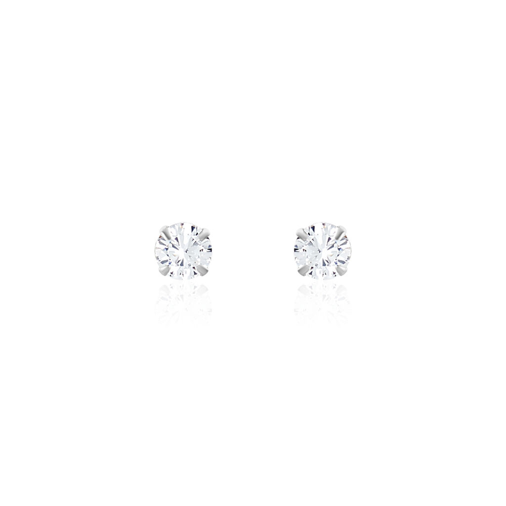 LAENA Damen Ohrstecker Silber 925 Zirkonia Weiß B 4 mm, Ohrstecker mit Stein