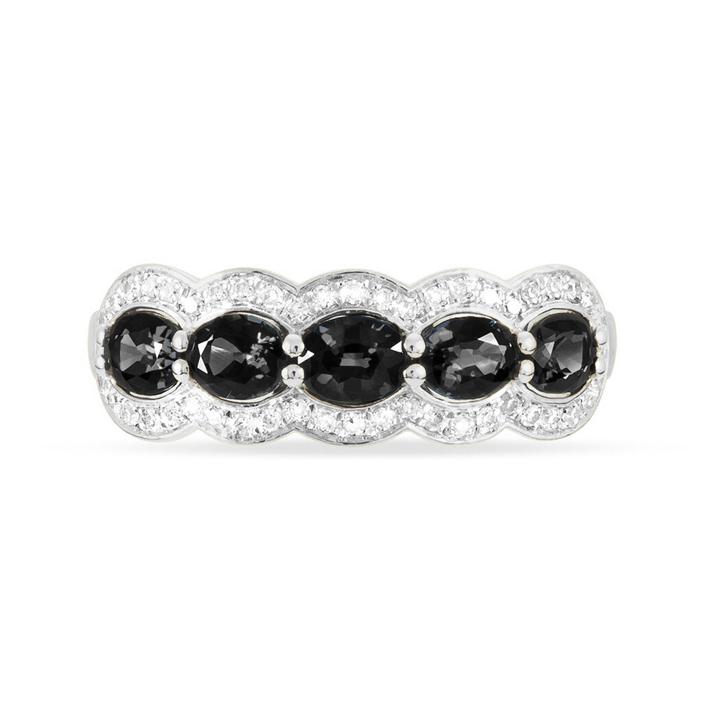 Bague Margaux Or Blanc Onyx Et Diamant - Spannringe Damen | OROVIVO