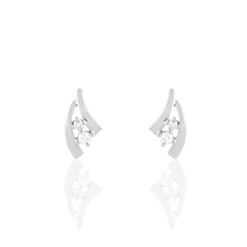 Boucles D'oreilles Puces Or Blanc Diamant - Spannringe Damen | OROVIVO
