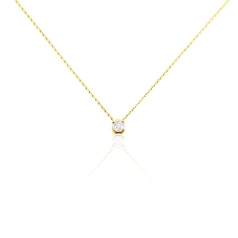 Illusion Damen Collier Gold 375 (9 Karat) Diamant Wei&szlig; 0,1 ct B 0,9 mm - Halsketten Damen | OROVIVO