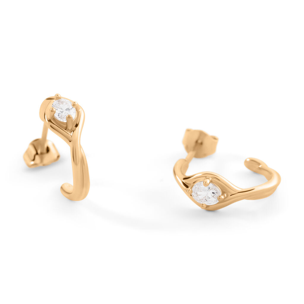 REMI Damen Creolen Vergoldet Zirkonia Wei&szlig;