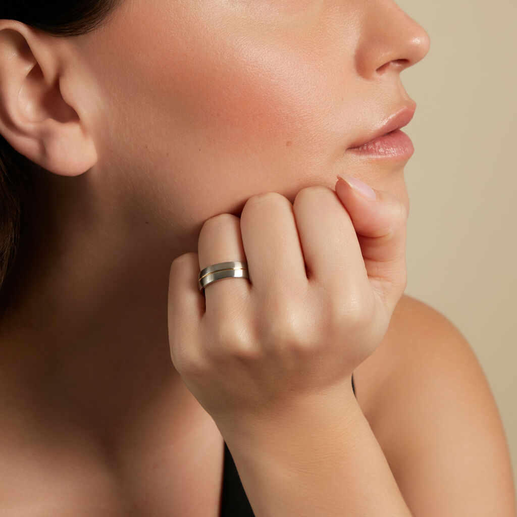 BOND Unisex Ring Edelstahl Bicolor Gold/Silber B 6 mm