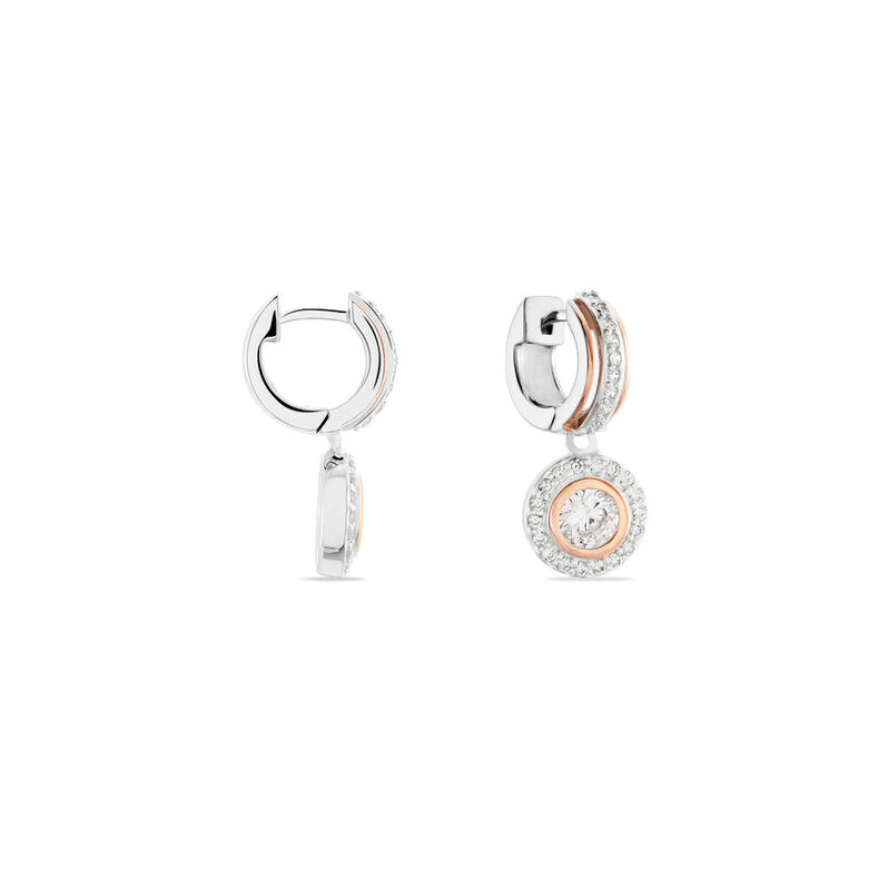 PLAMENA Damen Creolen Silber Bicolor 925 Zirkonia Wei&szlig; B 10,05 mm - Creolen Damen | OROVIVO