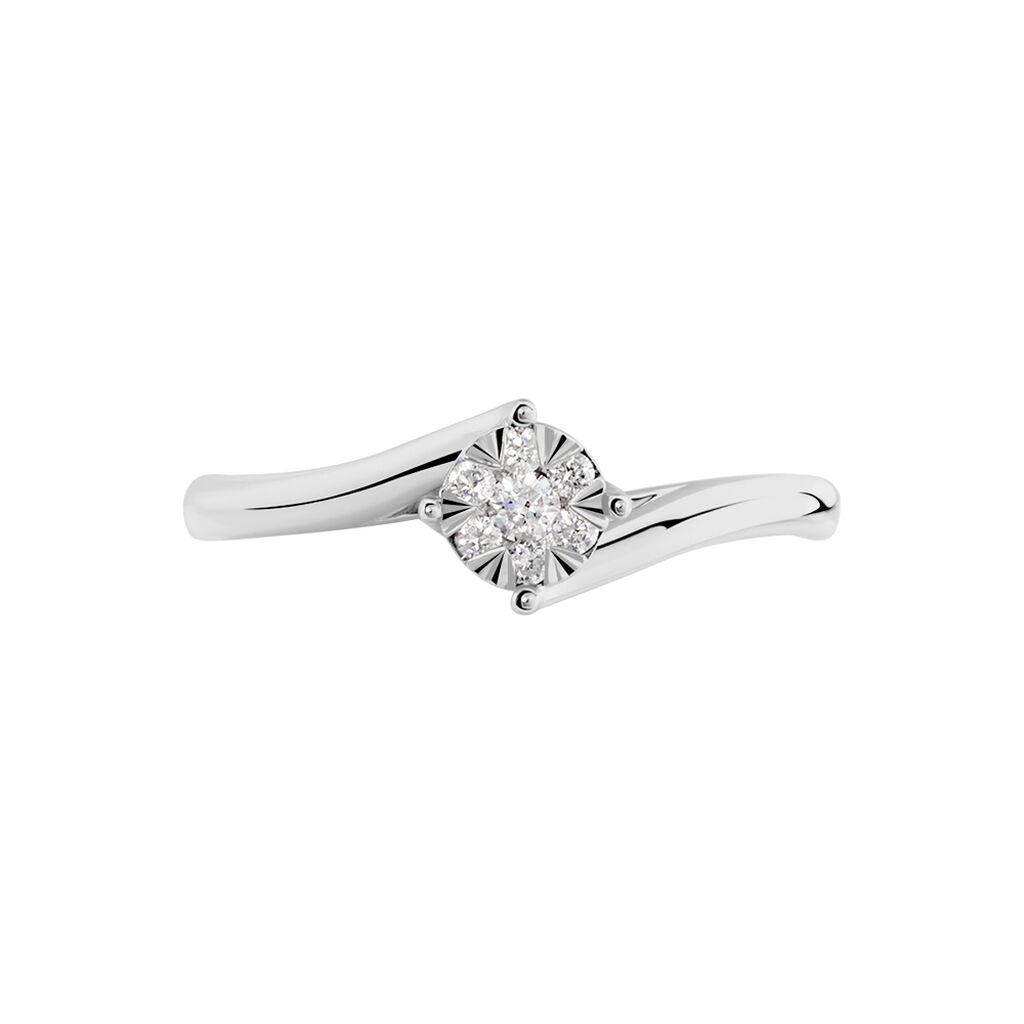 Damen Ring Weißgold 750 Diamant 0,14ct Petali 1  - Hochzeitsringe Damen | OROVIVO