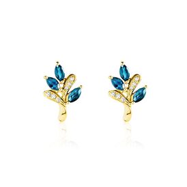 Damen Ohrstecker Gold 375 Saphir Blatt Irisa - Ohrstecker Damen | OROVIVO