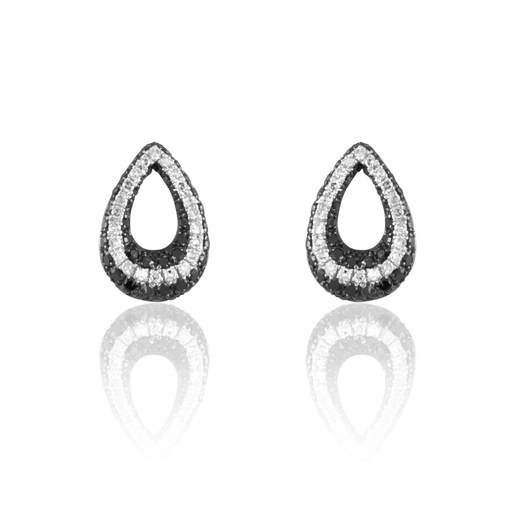 Boucles D'oreilles Puces Romaissa Or Blanc Diamant - Spannringe Damen | OROVIVO