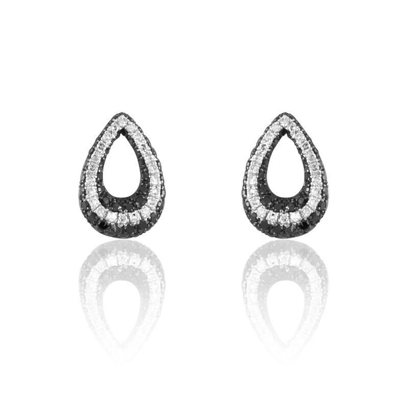 Boucles D'oreilles Puces Romaissa Or Blanc Diamant - Spannringe Damen | OROVIVO