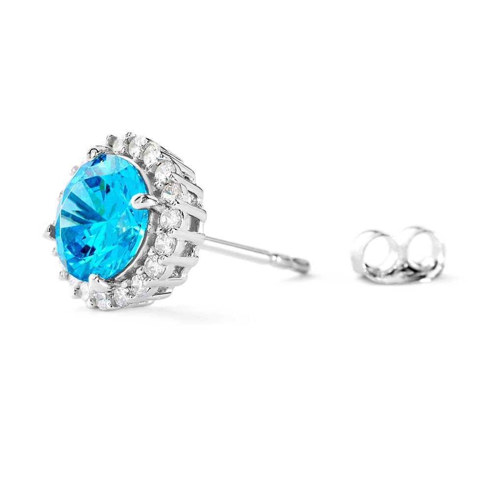 CAMILLA Damen Ohrstecker Silber 925 Zirkonia Blau 3,73 ct Kreis
