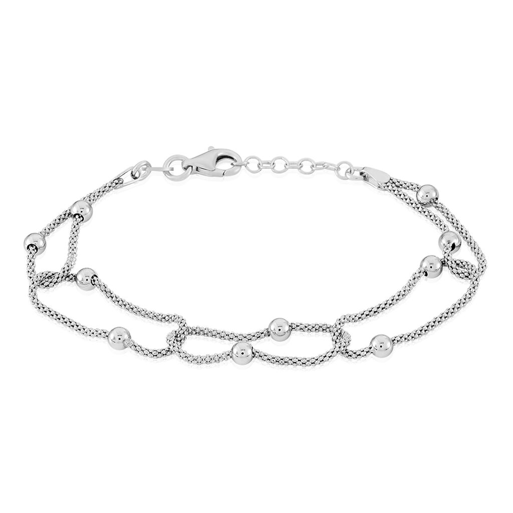 🦚 Damen Gliederarmband Popcornkette Silber 925, Armband ohne Stein