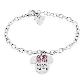 DISNEY Armband Edelstahl Silber Rosa Kristiall Steine Minnie Maus DREAM - Armbänder Familie | OROVIVO