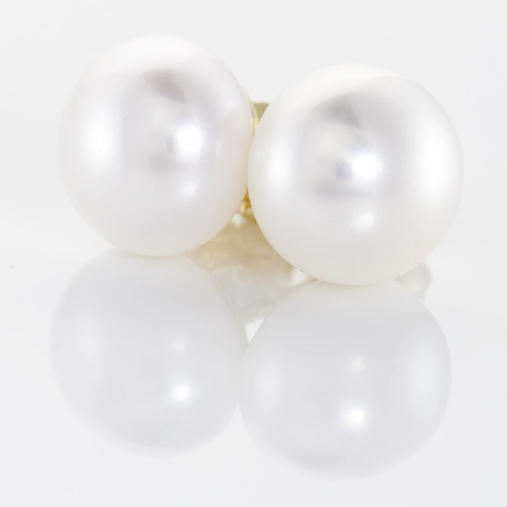 BOUTON Damen Ohrstecker Gold 585 (14 Karat) Zuchtperle Perlmutt Ball