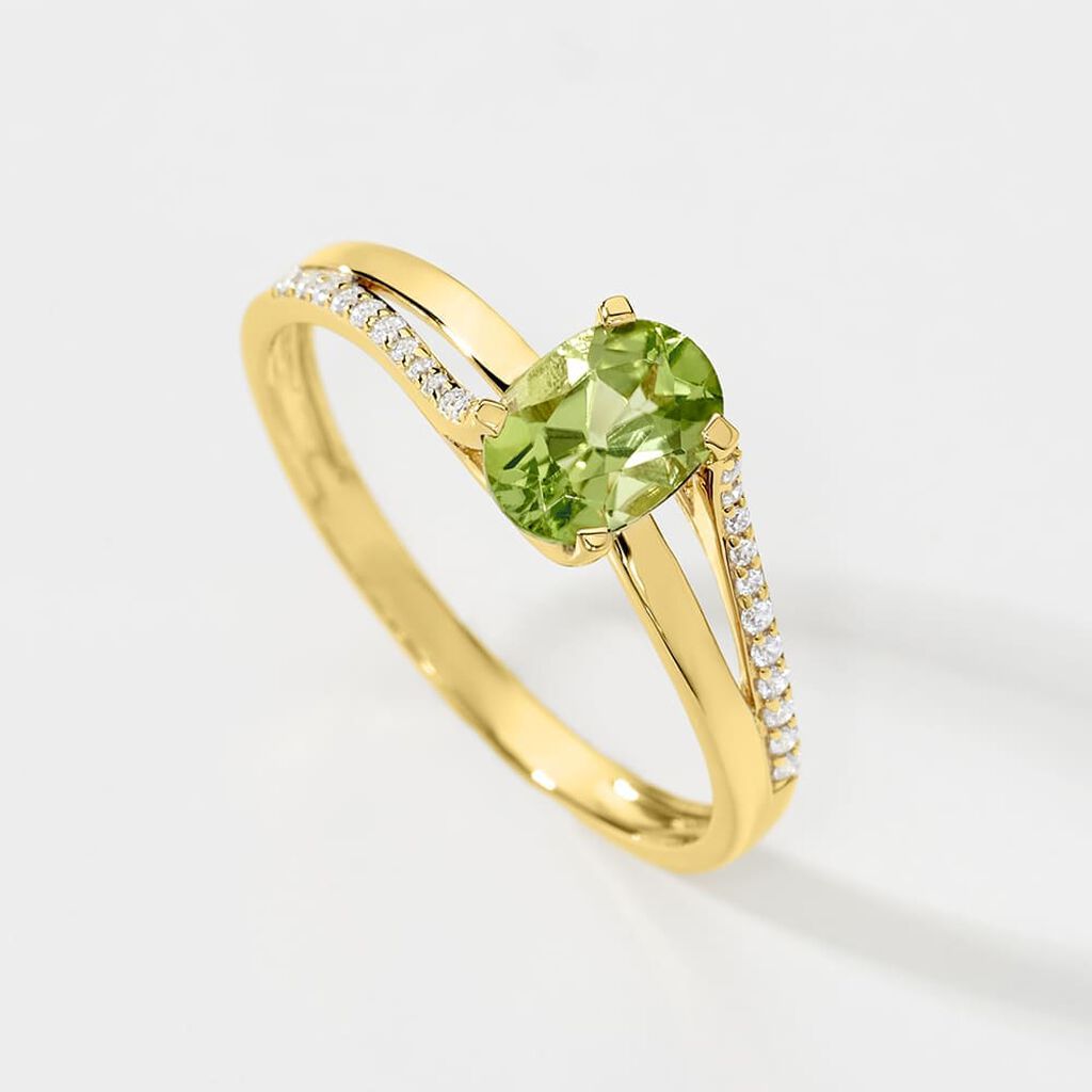 ELENEA Damen Ring Gold 375 (9 Karat) Peridot Gr&uuml;n 0,89 ct Oval