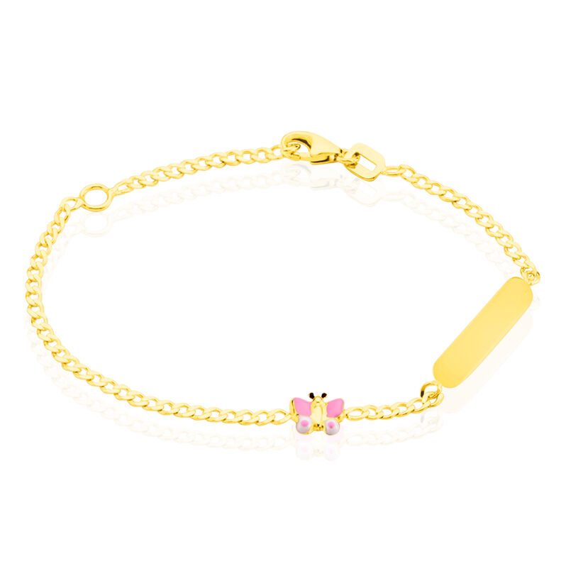 PANZER ID Kinder ID Armband Gold 375 (9 Karat) Schmetterling - Armb&auml;nder mit Gravur Kinder | OROVIVO