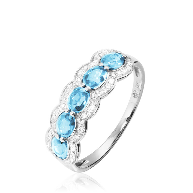 Bague Margaux Or Blanc Topaze Et Diamant - Spannringe Damen | OROVIVO