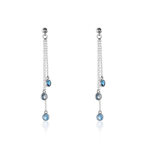 EBI Damen Ohrringe Lang Wei&szlig;gold 375 (9 Karat) Topas Swiss Blue 0,55 ct - Ohrh&auml;nger Damen | OROVIVO