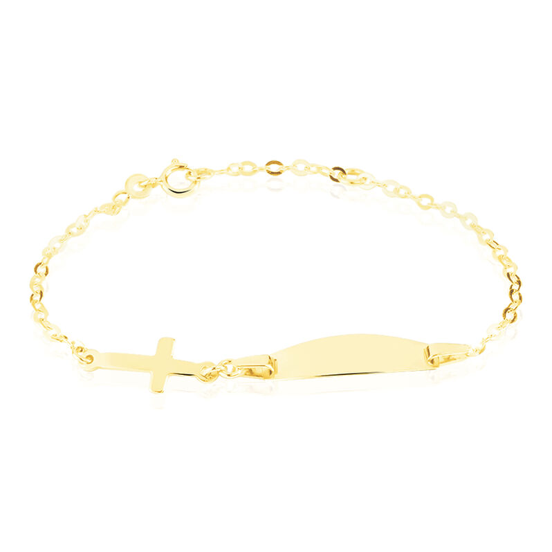 Bracelet Identite Bebe Or Jaune Gaspardine Ovale Croix - Spannringe Kinder | OROVIVO