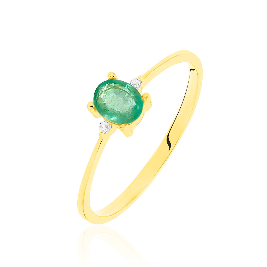 Bague Or Jaune Janah Emeraude Et Diamant - Spannringe Damen | OROVIVO