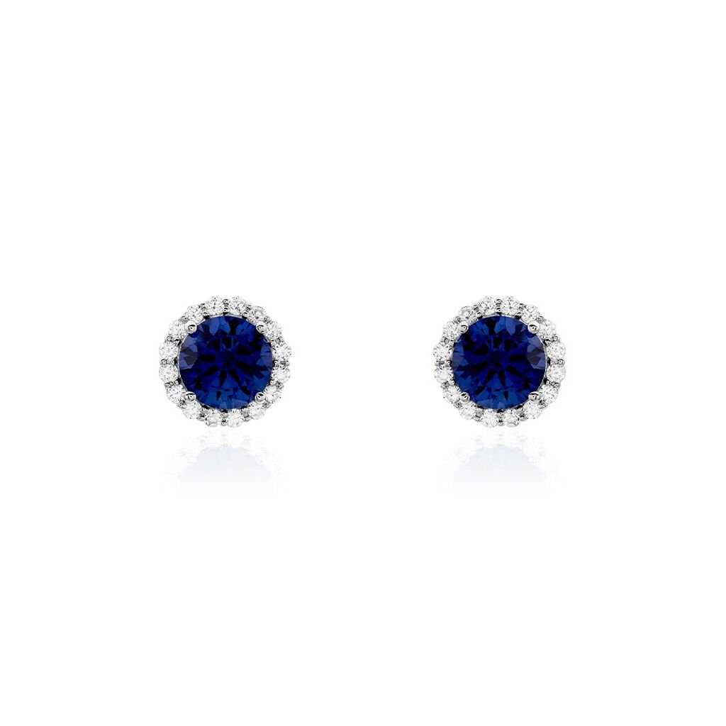 CAMILLA Damen Ohrstecker Silber 925 Andere Steine Blau 1,91 ct Kreis, Ohrstecker mit Stein