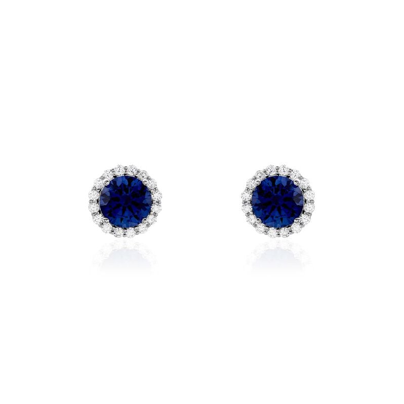 CAMILLA Damen Ohrstecker Silber 925 Andere Steine Blau 1,91 ct Kreis - Ohrstecker Damen | OROVIVO
