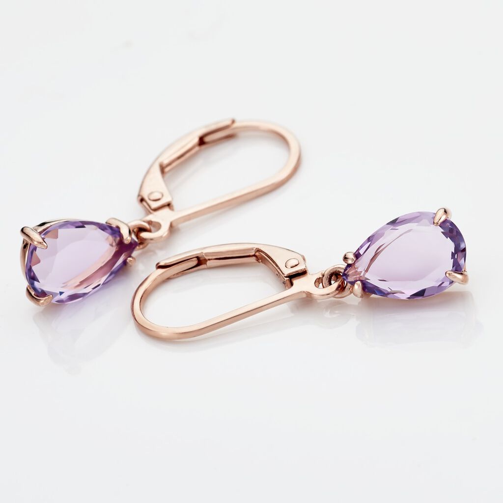 ROSWITA Damen Ohrringe Lang Silber rosevergoldet 925 Amethyst Violett 1,58 ct