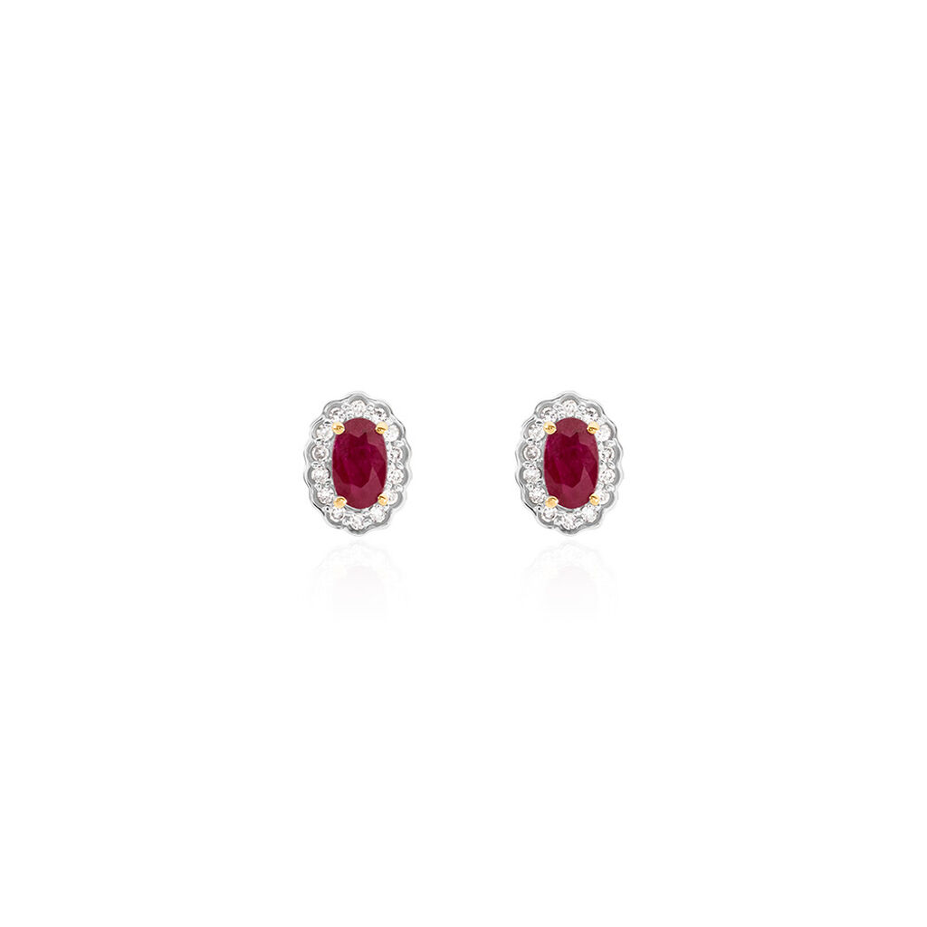 EDELGARD Damen Ohrstecker Gold 585 (14 Karat) Rubin Rot 0,7 ct Oval