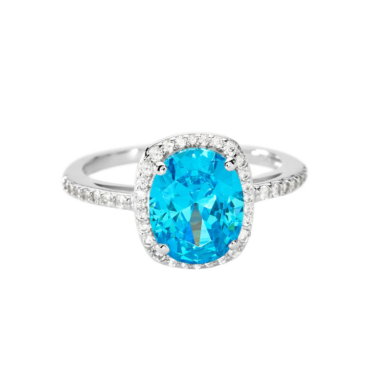 SKYLAR Damen Ring Silber 925 Zirkonia Blau 3,29 ct Rechteckig - Solitärringe Damen | OROVIVO
