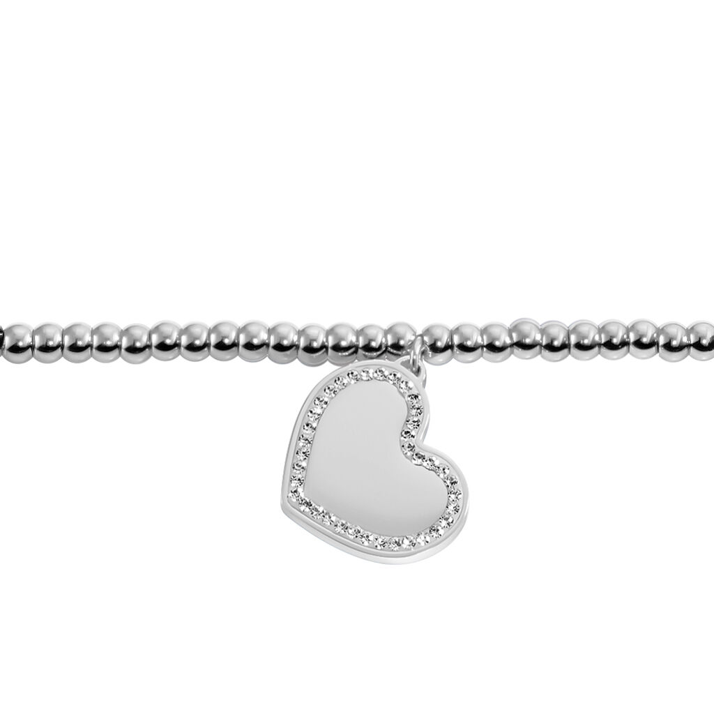 GODINA 2 Damen Armband Edelstahl Strass Wei&szlig; Herz B 4 mm