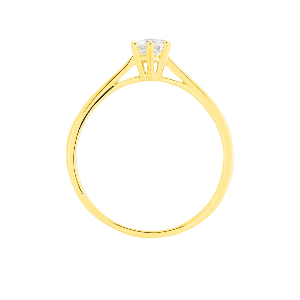 Damen Ring Gold 375 (9 Karat) Zirkonia Wei&szlig; 0,48 ct B 17 mm
