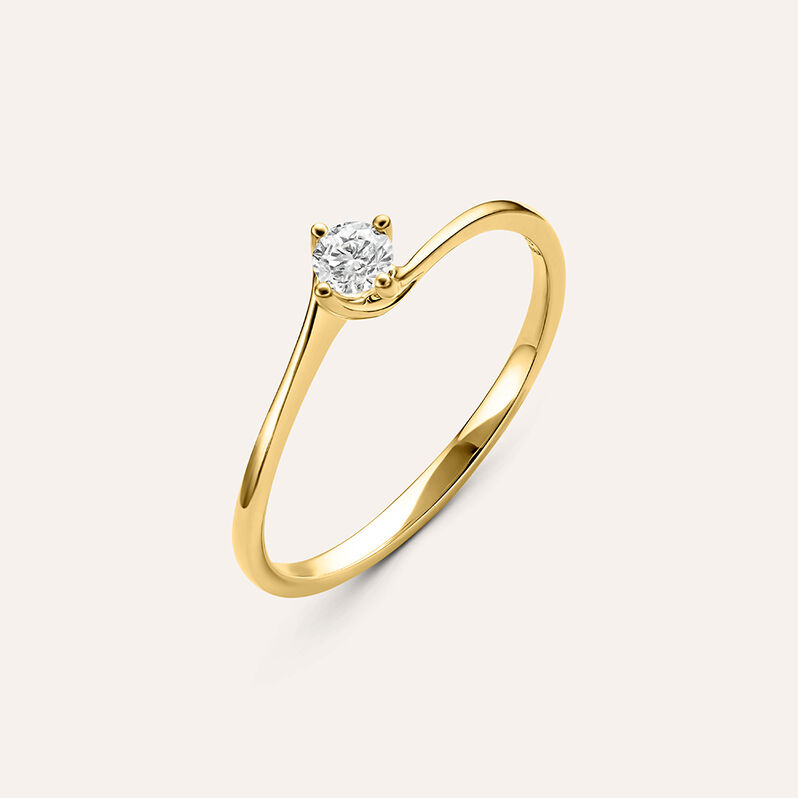 Anello Solitario Valentino Firmamenti Oro Giallo Diamante - Spannringe Damen | OROVIVO