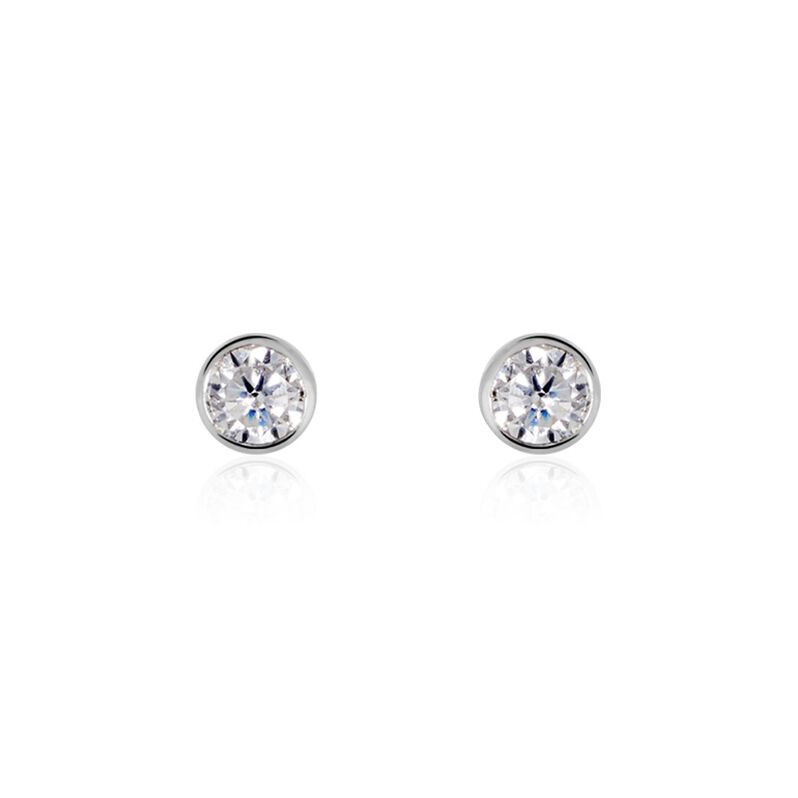 Damen Ohrstecker Weißgold 375 Zirkonia Zarge  - Ohrstecker Damen | OROVIVO