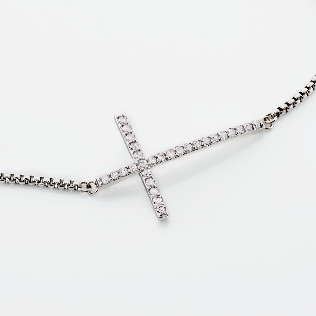 KIMBA Damen Armband Silber 925 Zirkonia Wei&szlig; Religi&ouml;ses Kreuz