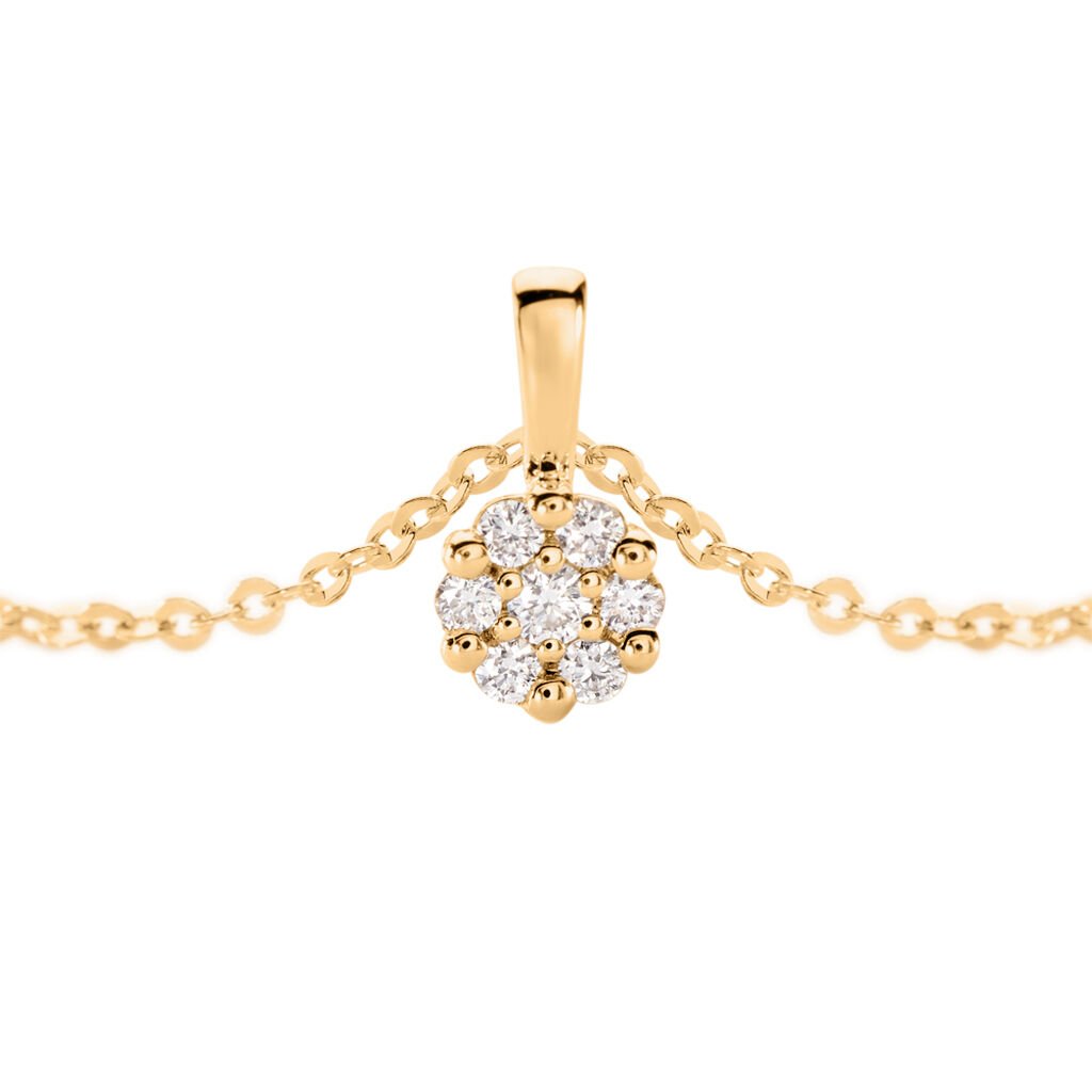Damen Collier Gold Bicolor Gold/Silber 585 Rund Weiß Alora 4,5cm - Halsketten Damen | OROVIVO