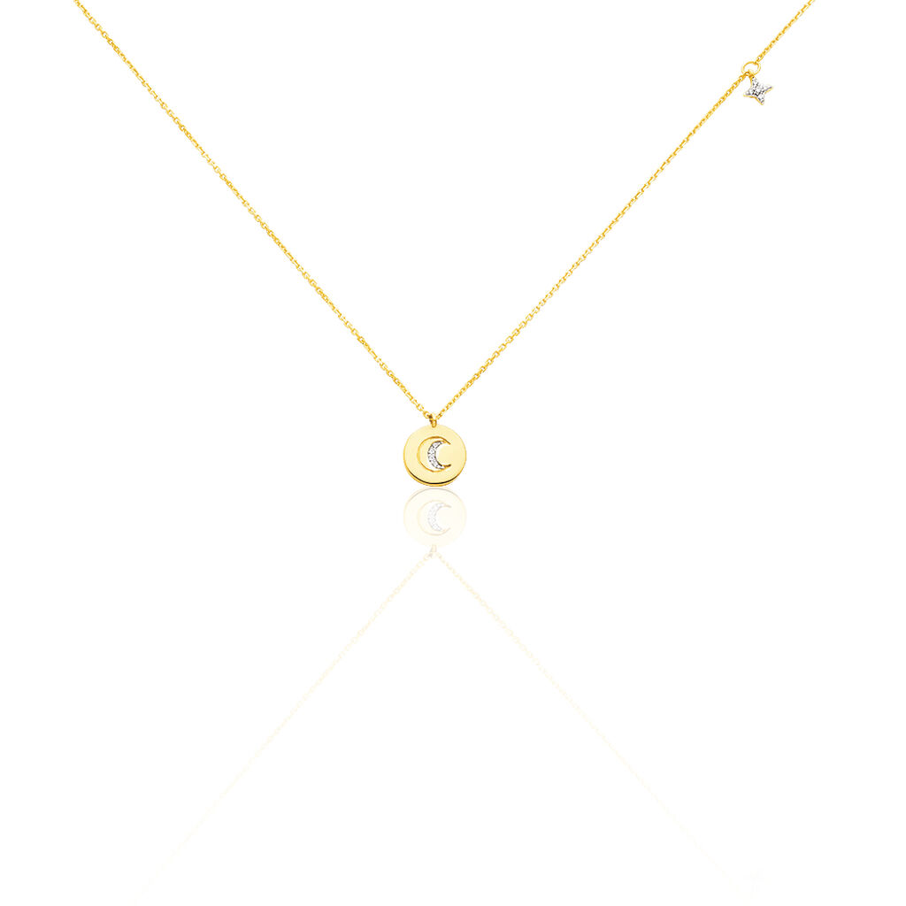 Collier Or Jaune Yamna Lune Oxydes - Spannringe Damen | OROVIVO