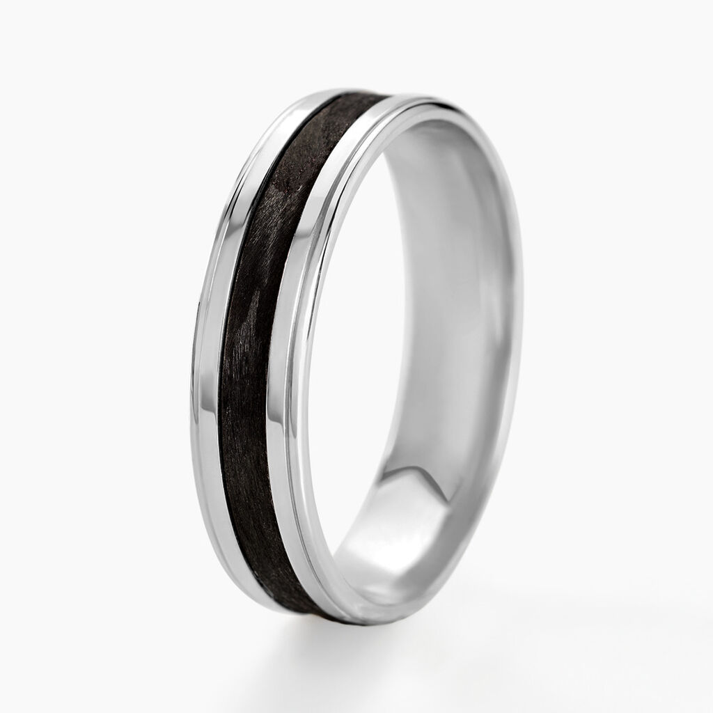 Alliance Ruban Argent Poli Et Carbone - Spannringe Herren | OROVIVO