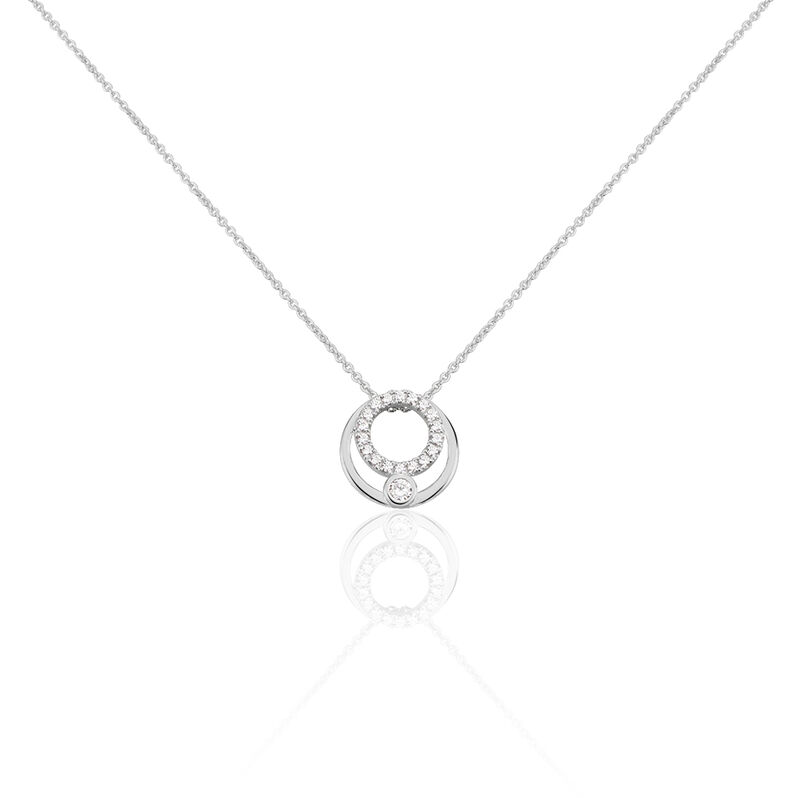 LAURA Damen Collier Wei&szlig;gold 375 (9 Karat) Zirkonia Wei&szlig; 0,21 ct Kreis - Halsketten Damen | OROVIVO