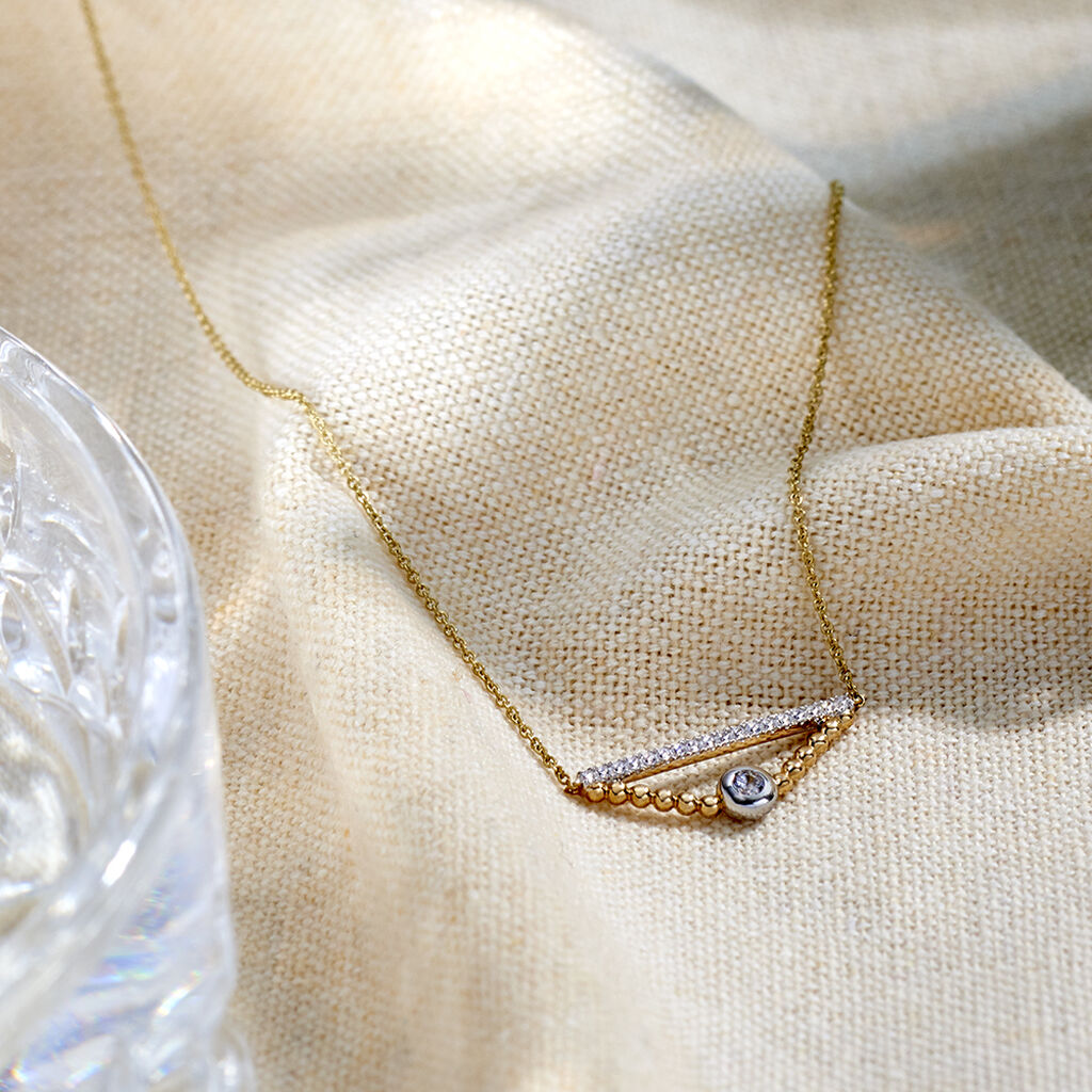Damen Collier Gold Bicolor 375 Zirkonia Dreieck Lissy - Halsketten Damen | OROVIVO
