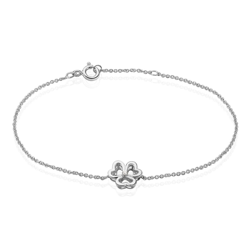 Damen Armband Silber 925 Diamant 0,01ct Kleeblatt Herz Vidina - Armbänder mit Anhänger Damen | OROVIVO