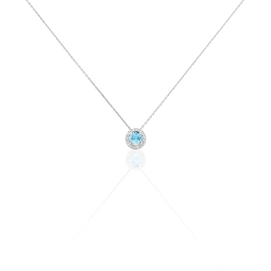 EGA Damen Collier Wei&szlig;gold 375 (9 Karat) Topas Blau 0,920 ct Kreis