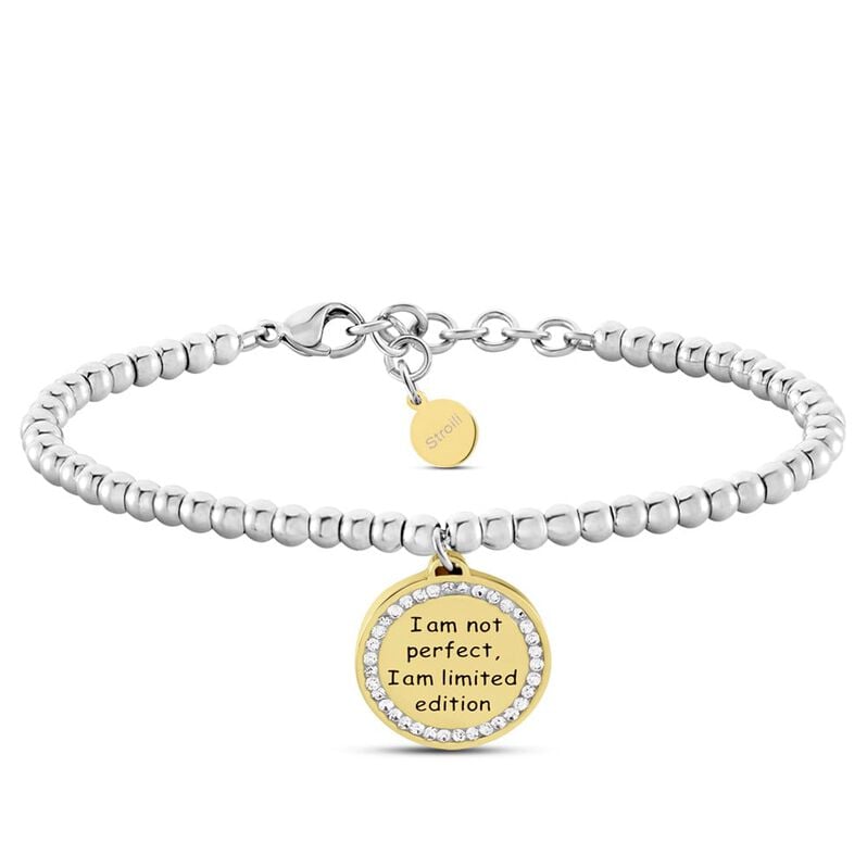 Bracciale Sunrise Acciaio Bicolore Giallo / Bianco Cristallo - Spannringe Damen | OROVIVO