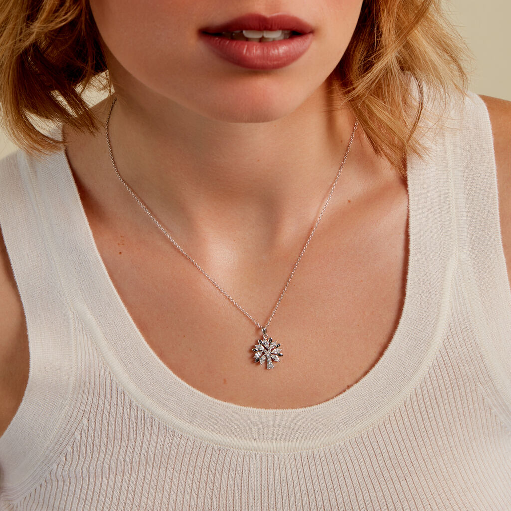 STELLA Damen Collier Silber 925 Zirkonia Wei&szlig; 1,45 ct B 1,2 mm