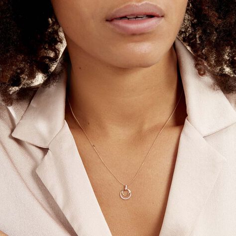 Damen Collier Gold 375 Diamant 0,05ct Doppelkreis Atlanta 45cm - Halsketten Damen | OROVIVO