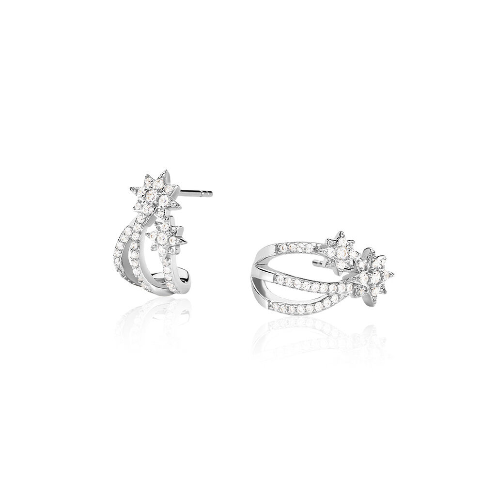 STELLINA Damen Creolen Silber 925 Zirkonia Weiß 0,08 ct Stern - Creolen Damen | OROVIVO