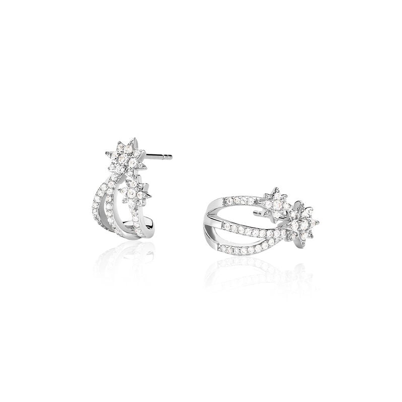 STELLINA Damen Creolen Silber 925 Zirkonia Weiß 0,08 ct Stern - Creolen Damen | OROVIVO