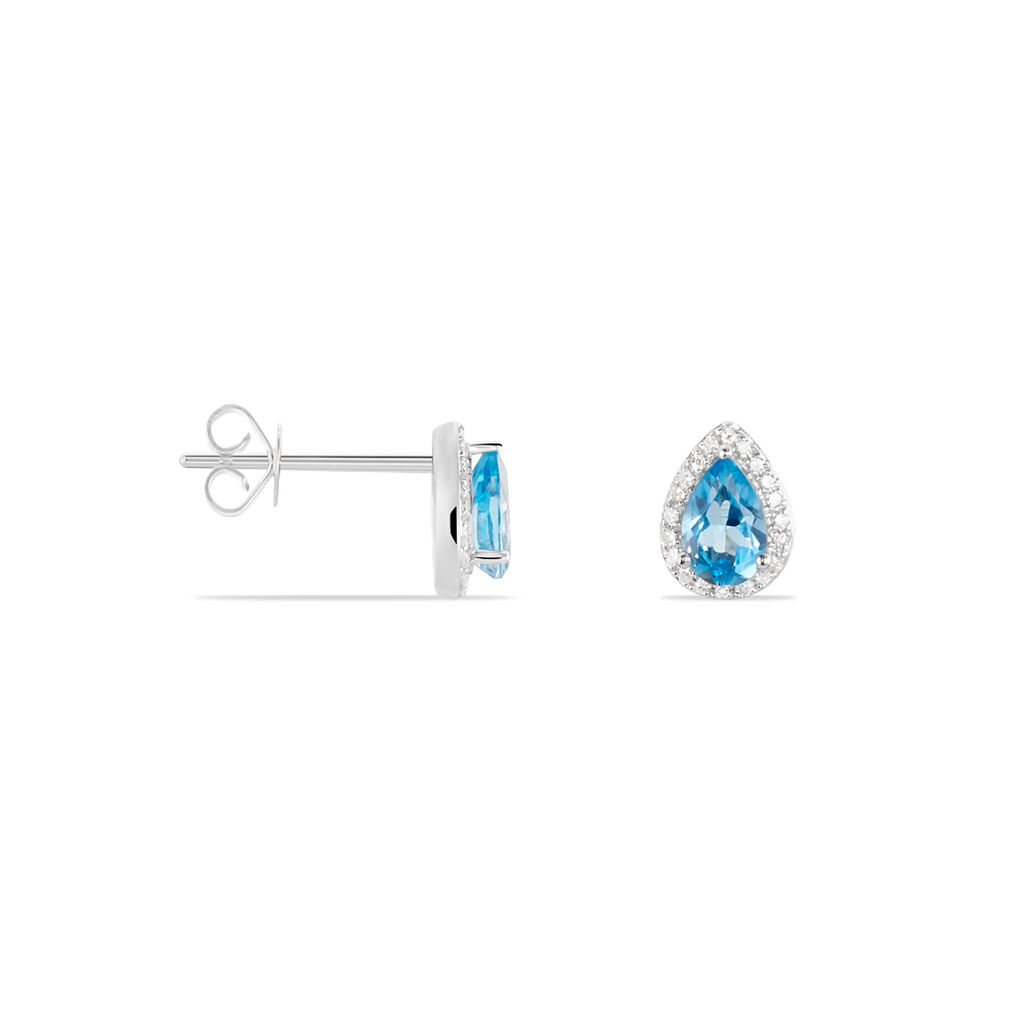 Damen Ohrstecker Weißgold 375 Topas Blau 0,59ct Tropfen Inge  - Ohrstecker Damen | OROVIVO