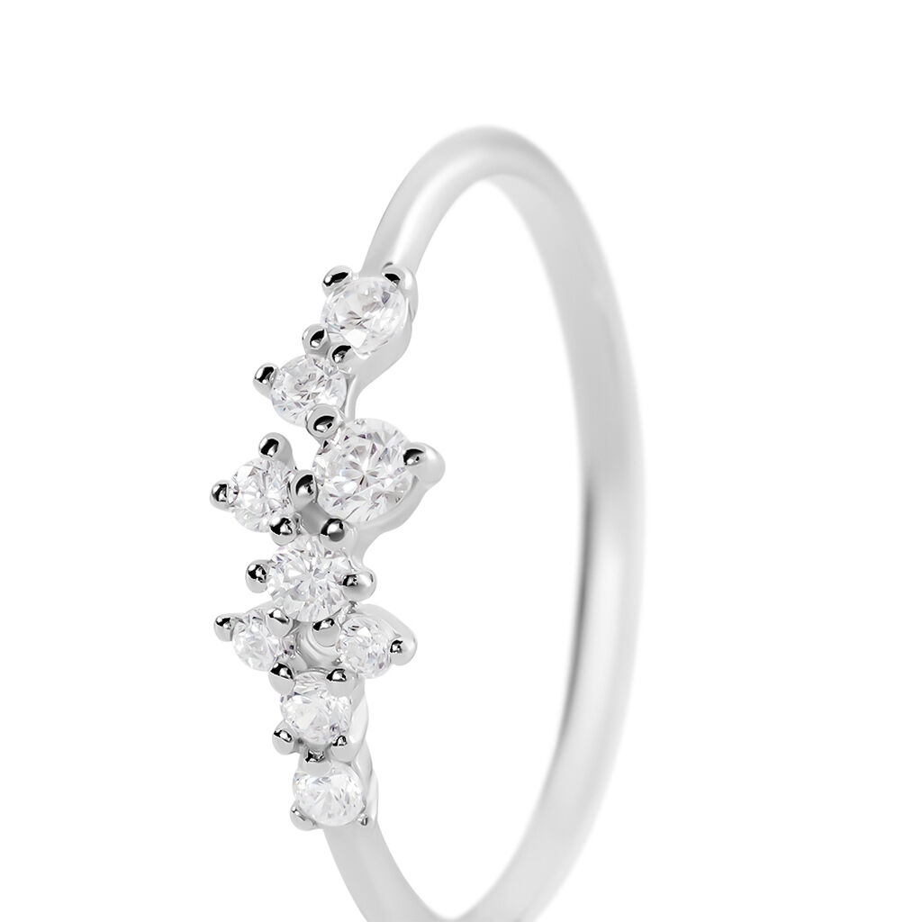 ISEN Damen Ring Silber 925 Zirkonia Wei&szlig; 0,01 ct