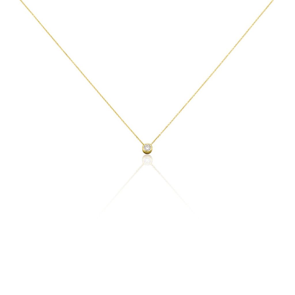 Delicate Damen Collier Gold 375 (9 Karat) Diamant Weiß 0,2 ct B 0,7 mm, Collier mit Stein