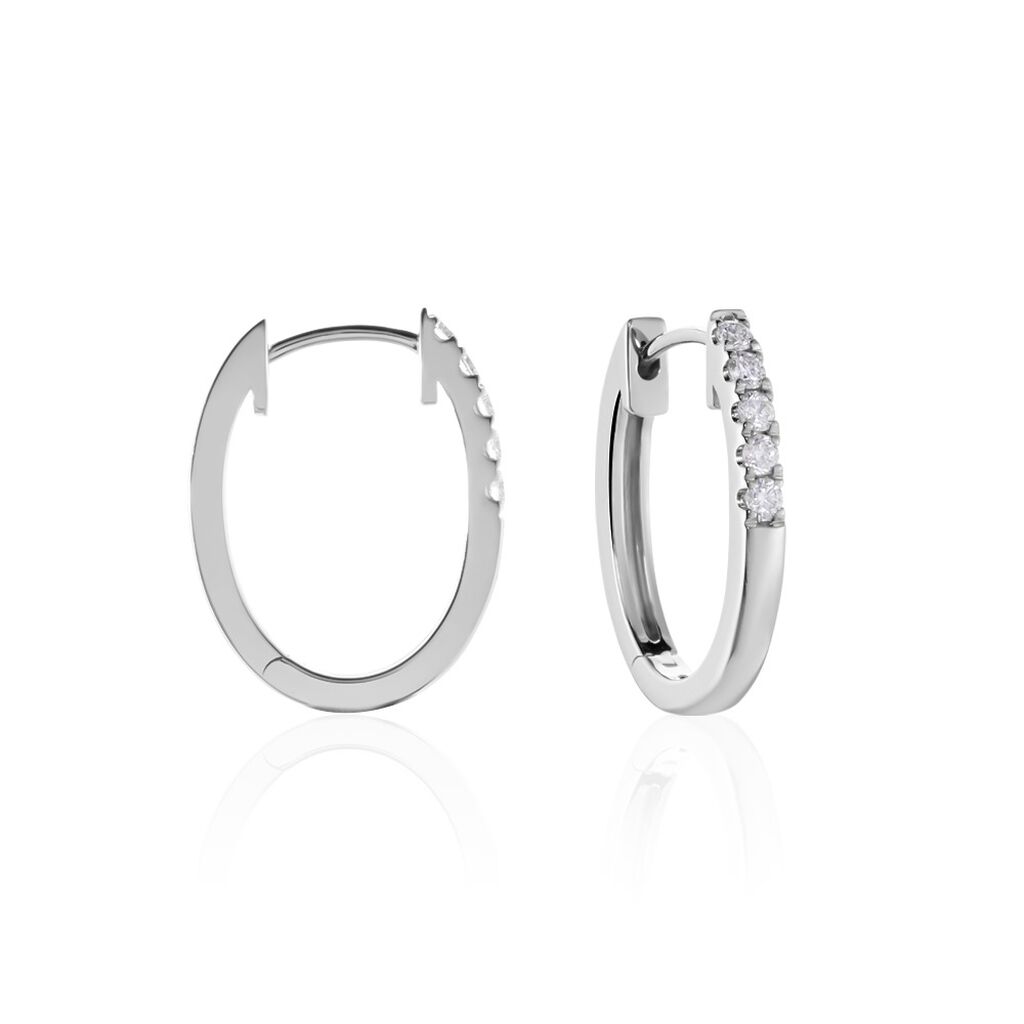 Damen Creolen Weißgold 750 Diamant 0,14ct Celin 15,50mm 15,50mm  - Creolen Damen | OROVIVO